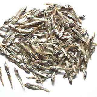 Fresh dried small silvery fish